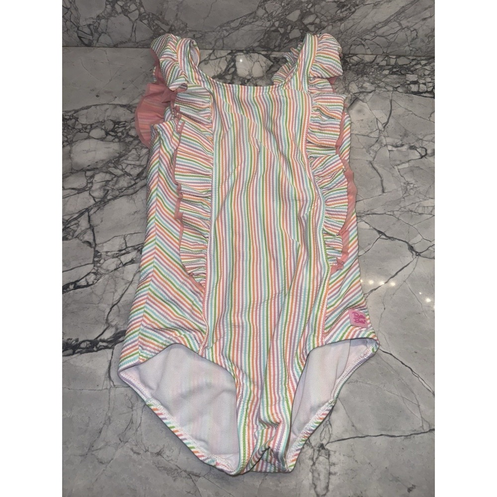 RuffleButts Girls Size 8 Striped One Piece Swimsuit